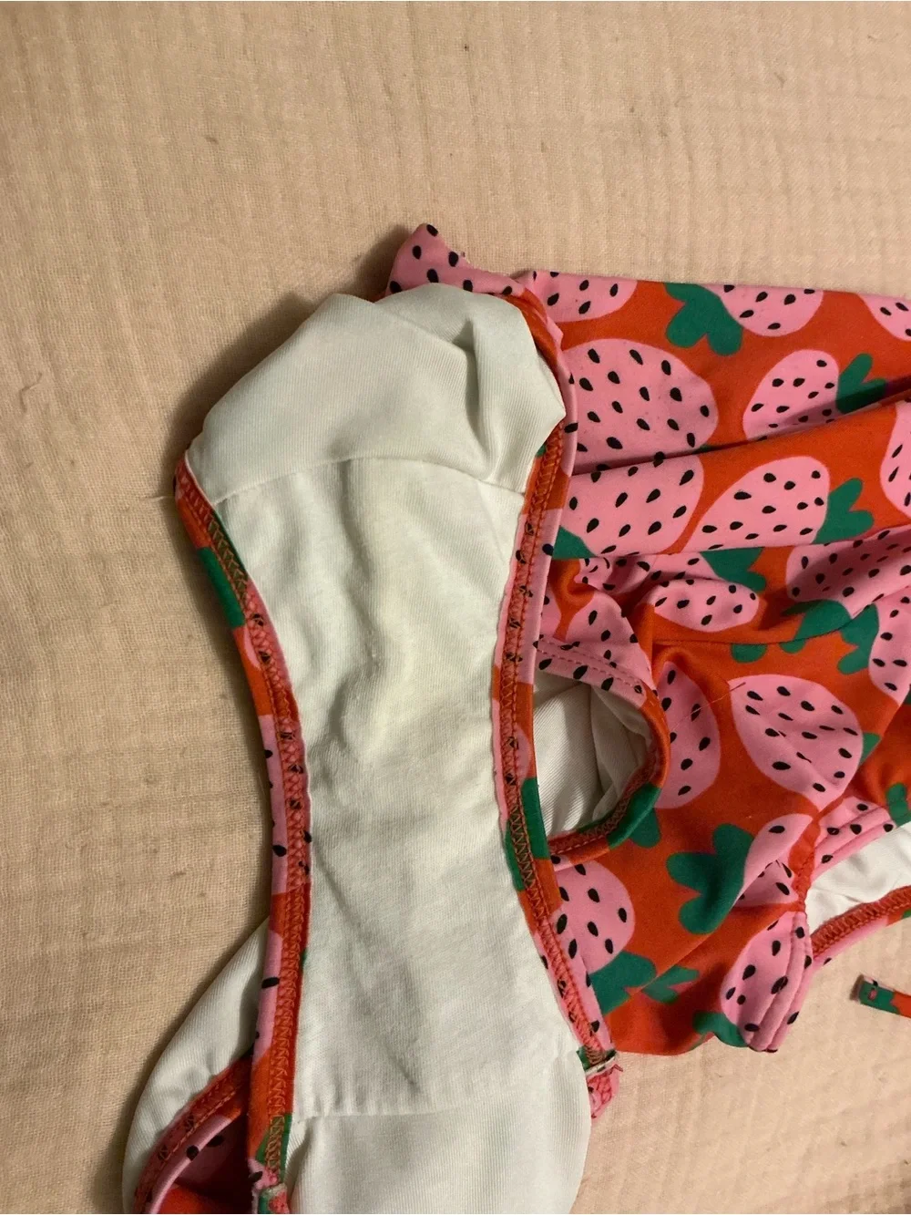 Hanna Andersson Orange One-Piece Swimsuit with Pink Strawberry Print